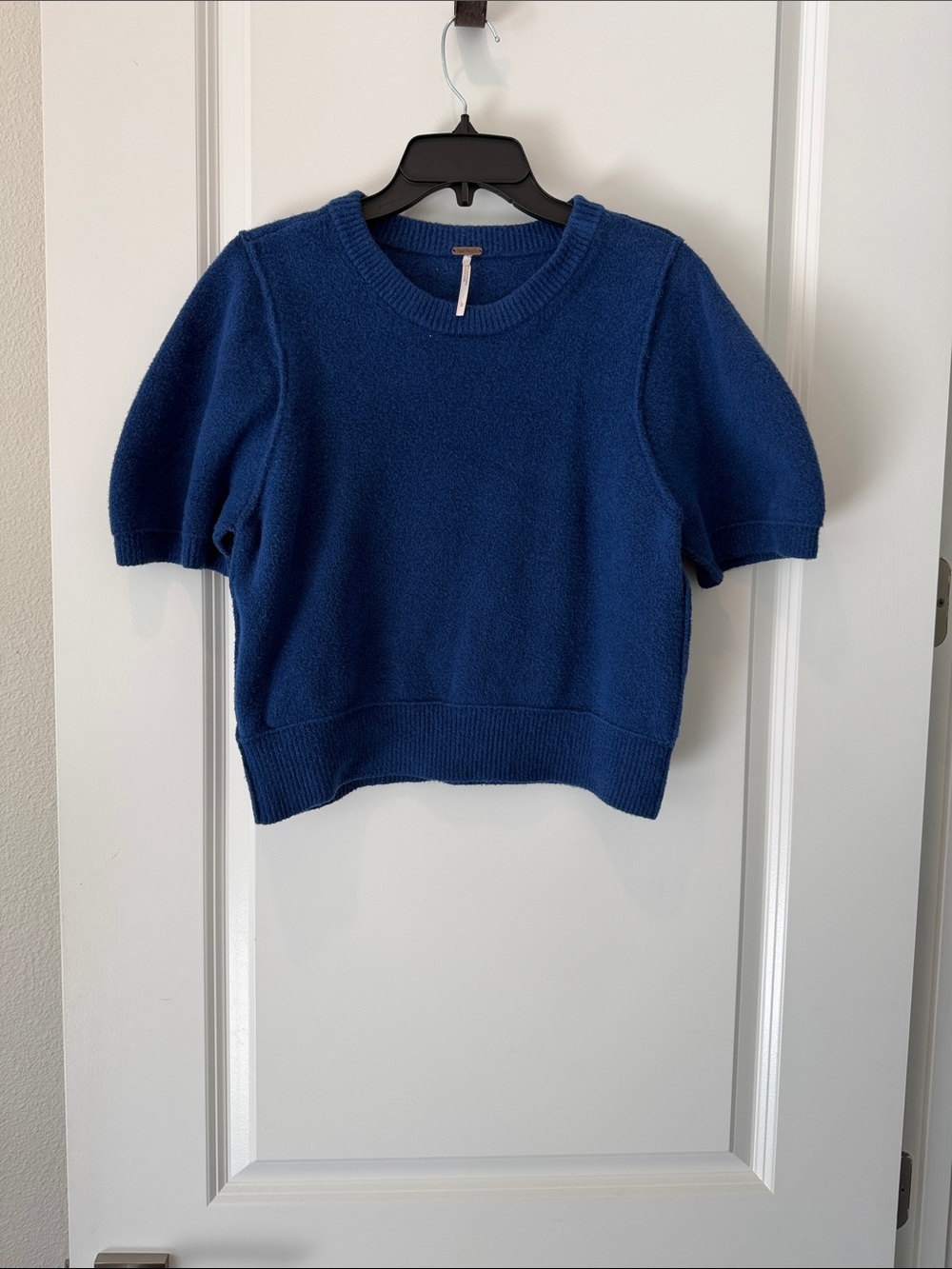 Free People Short-Sleeve Crewneck Sweater in Deep Blue